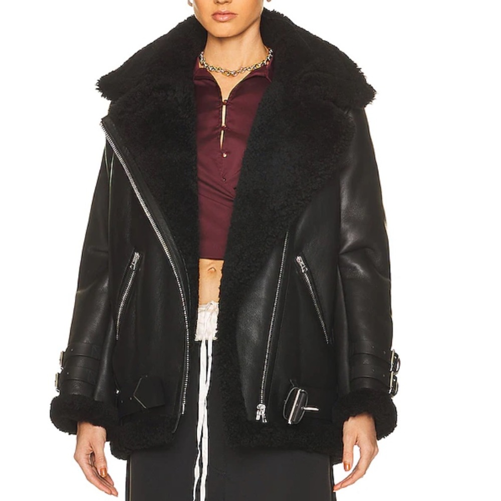 Acne Studios Velocite Shearling Leather Jacket, size 36 (2-4)
